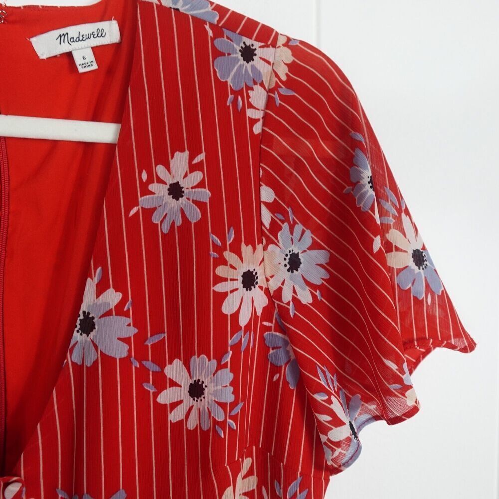 Madewell Womens Dress Button-Wrap in Daisy Society Small - Picture 6 of 15